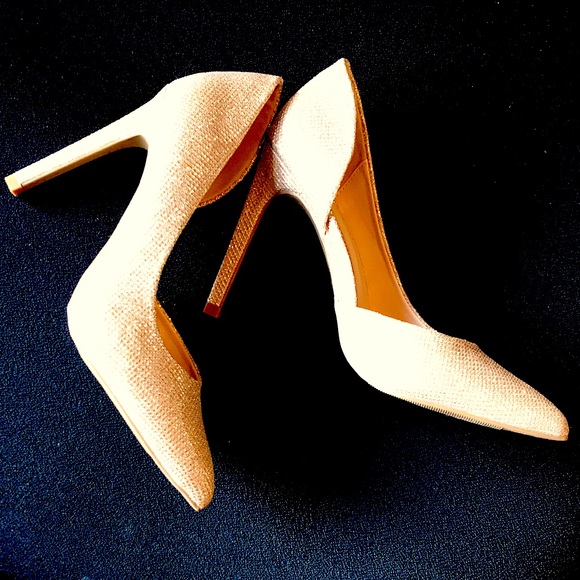 Champagne Glitter Evening Shoes - Picture 1 of 6